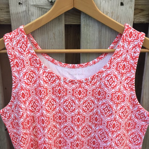 NWOT Land's End coral & white cotton tank - size M - Picture 2 of 5